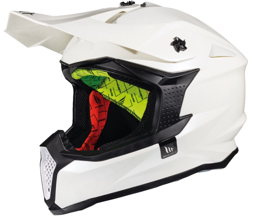 Casco Cross MT FALCON SOLID A0 Blanco Perla Brillo