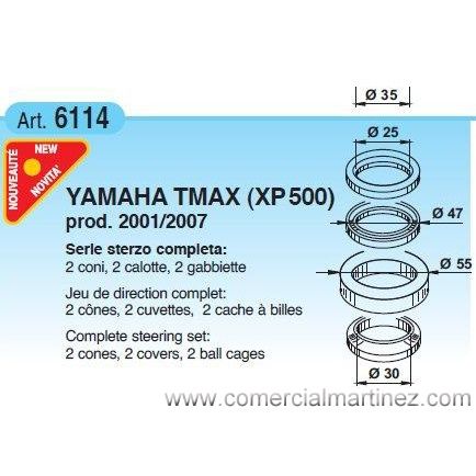 Cazoletas de dirección Yamaha TMax 500 '01-'07 1