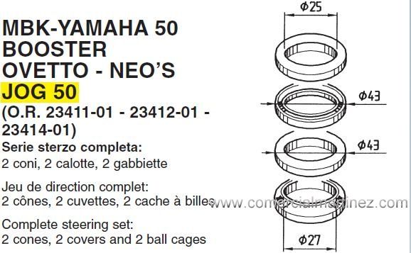 Cazoletas de dirección Yamaha Jog RR, Neo's '02 1