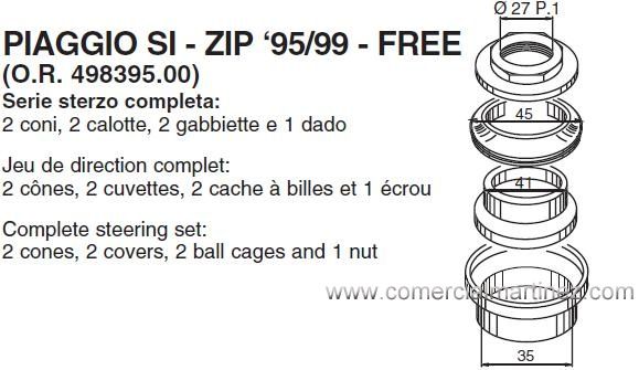 Cazoletas de dirección Piaggio Zip, Free 1
