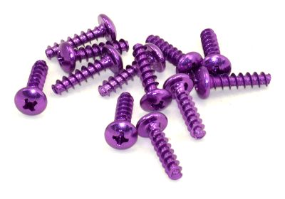 Kit 12 Tornillos de aluminio rosca chapa M5 x 20 Lilas