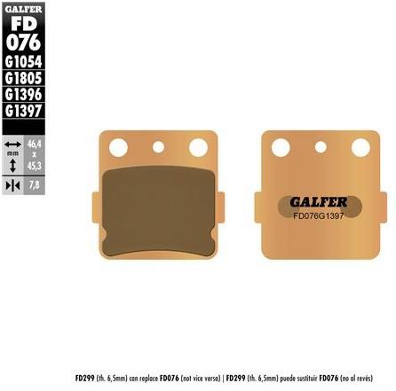 Pastillas de freno Galfer FD076G1397 Compuesto Sinter Quads