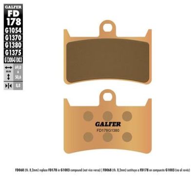 Pastillas de freno Galfer FD178G1380 Compuesto Sinter Scooter