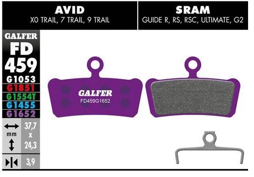 Pastillas freno disco MTB Galfer Bike FD459G1652 Serie ORGANIC