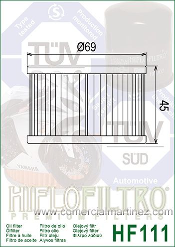 Filtro Aceite Hiflofiltro HF111 1