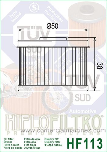 Filtro Aceite Hiflofiltro HF113 1
