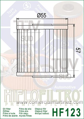 Filtro Aceite Hiflofiltro HF123 1