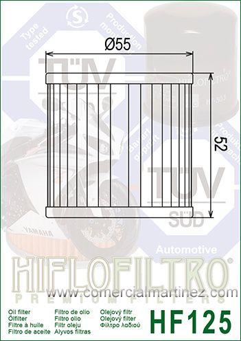 Filtro Aceite Hiflofiltro HF125 1