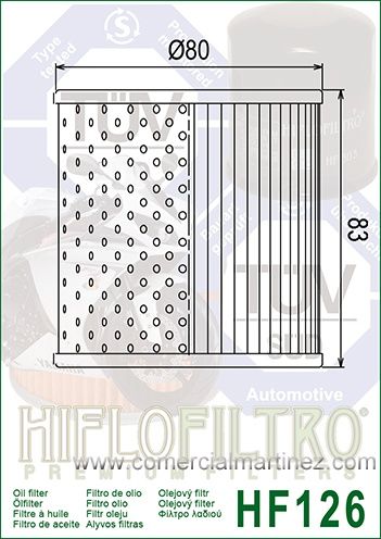 Filtro Aceite Hiflofiltro HF126 1