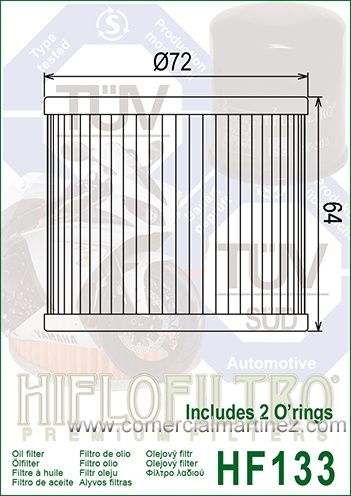 Filtro Aceite Hiflofiltro HF133 1