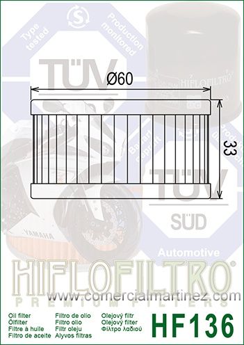 Filtro Aceite Hiflofiltro HF136 1