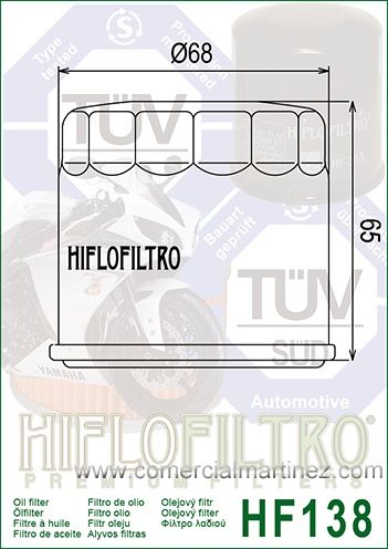 Filtro Aceite Hiflofiltro HF138 1