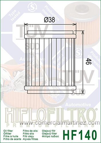Filtro Aceite Hiflofiltro HF140 1