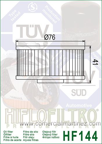 Filtro Aceite Hiflofiltro HF144 1