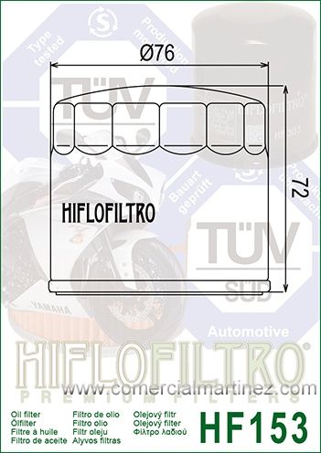 Filtro Aceite Hiflofiltro HF153 1