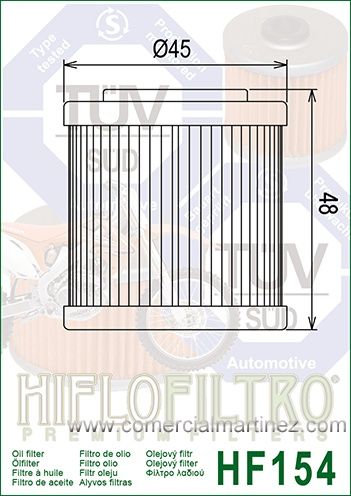 Filtro Aceite Hiflofiltro HF154 1