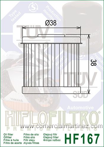 Filtro Aceite Hiflofiltro HF167 1