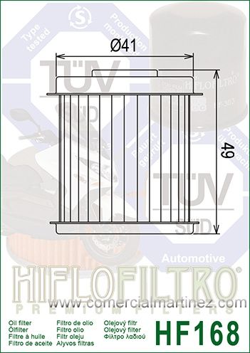 Filtro Aceite Hiflofiltro HF168 1