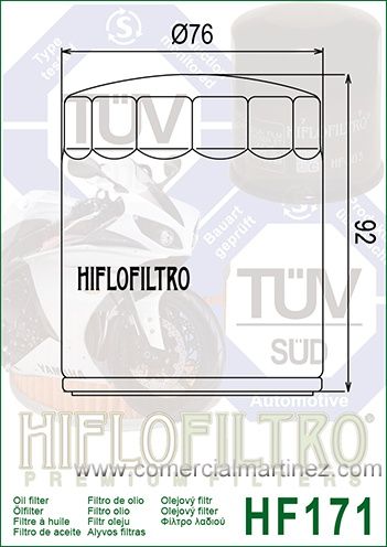 Filtro Aceite Hiflofiltro HF171B 1