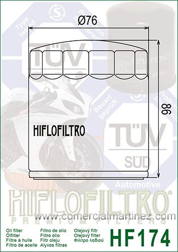 Filtro Aceite Hiflofiltro HF174C 1