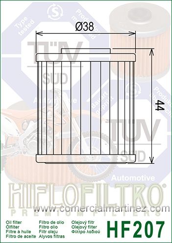Filtro Aceite Hiflofiltro HF207 1