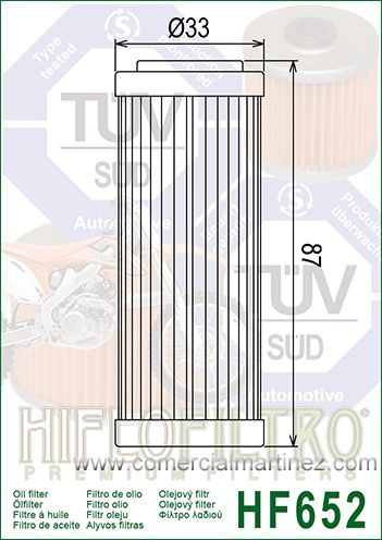 Filtro Aceite Hiflofiltro HF652 1