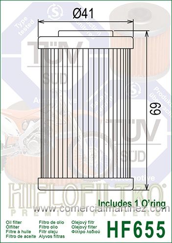 Filtro Aceite Hiflofiltro HF655 1