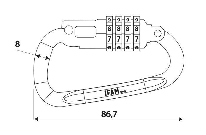 Antirrobo IFAM MOSQUETON CABLE HOOK ROJO 1