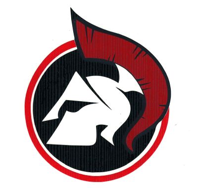 Adhesivo Casco Espartano Negro Rojo
