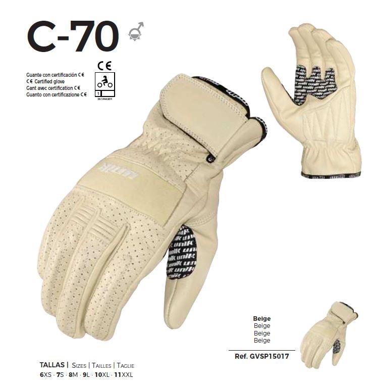 Guantes Unik C-70 Piel Verano Beige 1