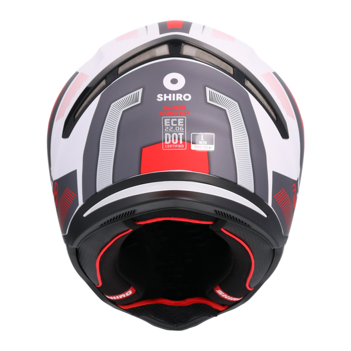 Casco SHIRO HUNTER SH-890 MANDO BLANCO ROJO MATE 3