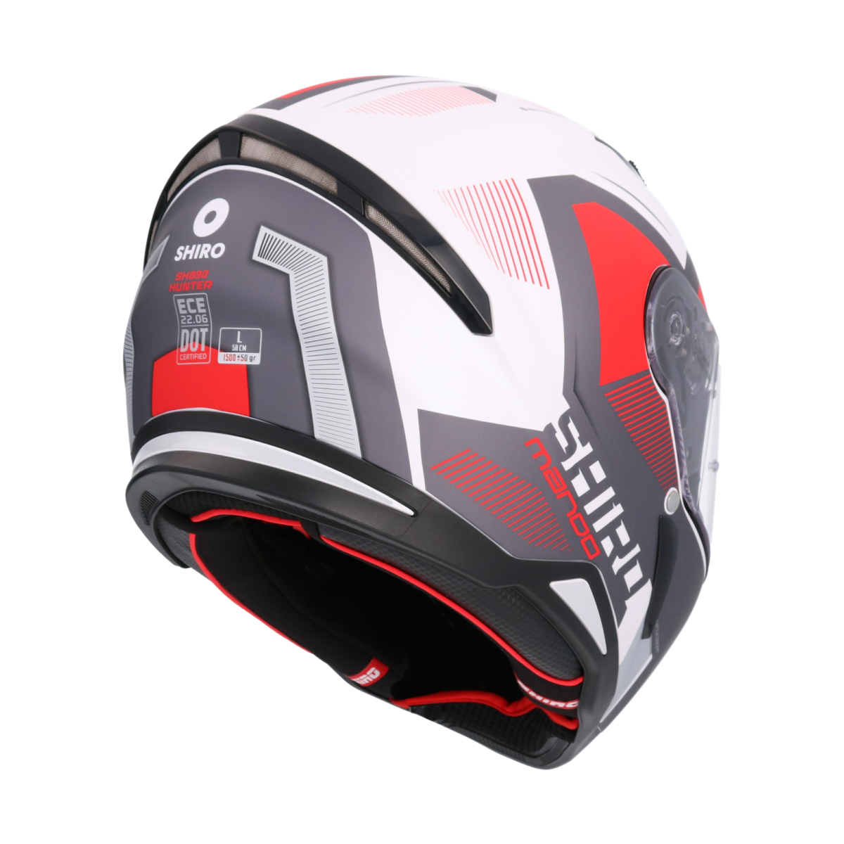 Casco SHIRO HUNTER SH-890 MANDO BLANCO ROJO MATE 5
