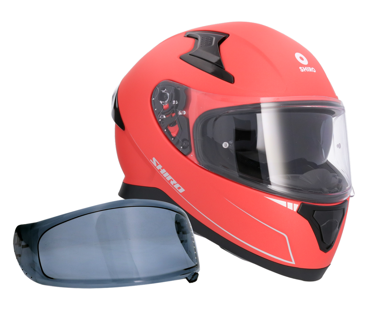 Casco SHIRO KATANA SOLID ROJO MATE + Pantalla Oscura Regalo