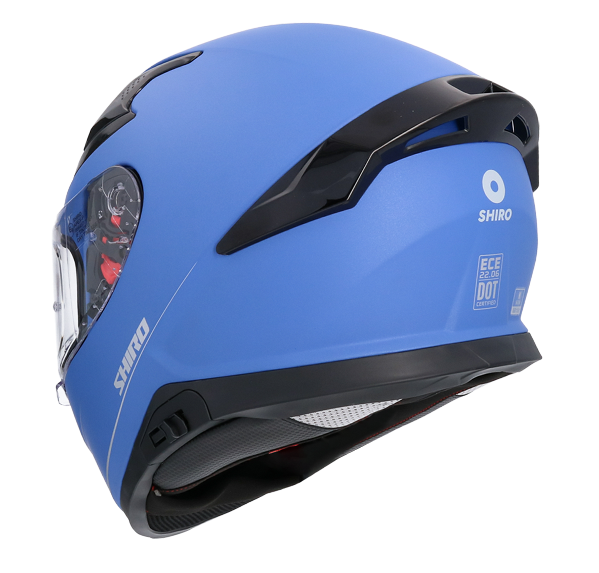 Casco SHIRO KATANA SOLID AZUL MATE + Pantalla Oscura Regalo 1