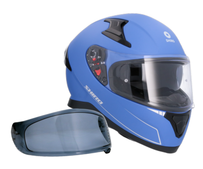 Casco SHIRO KATANA SOLID AZUL MATE + Pantalla Oscura Regalo
