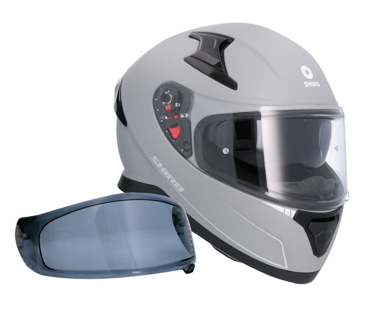 Casco SHIRO KATANA SOLID TITANIO MATE + Pantalla Oscura Regalo