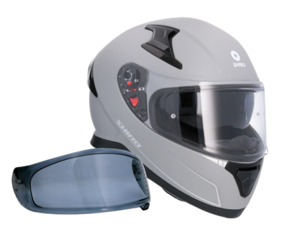 Casco SHIRO KATANA SOLID TITANIO MATE + Pantalla Oscura Regalo