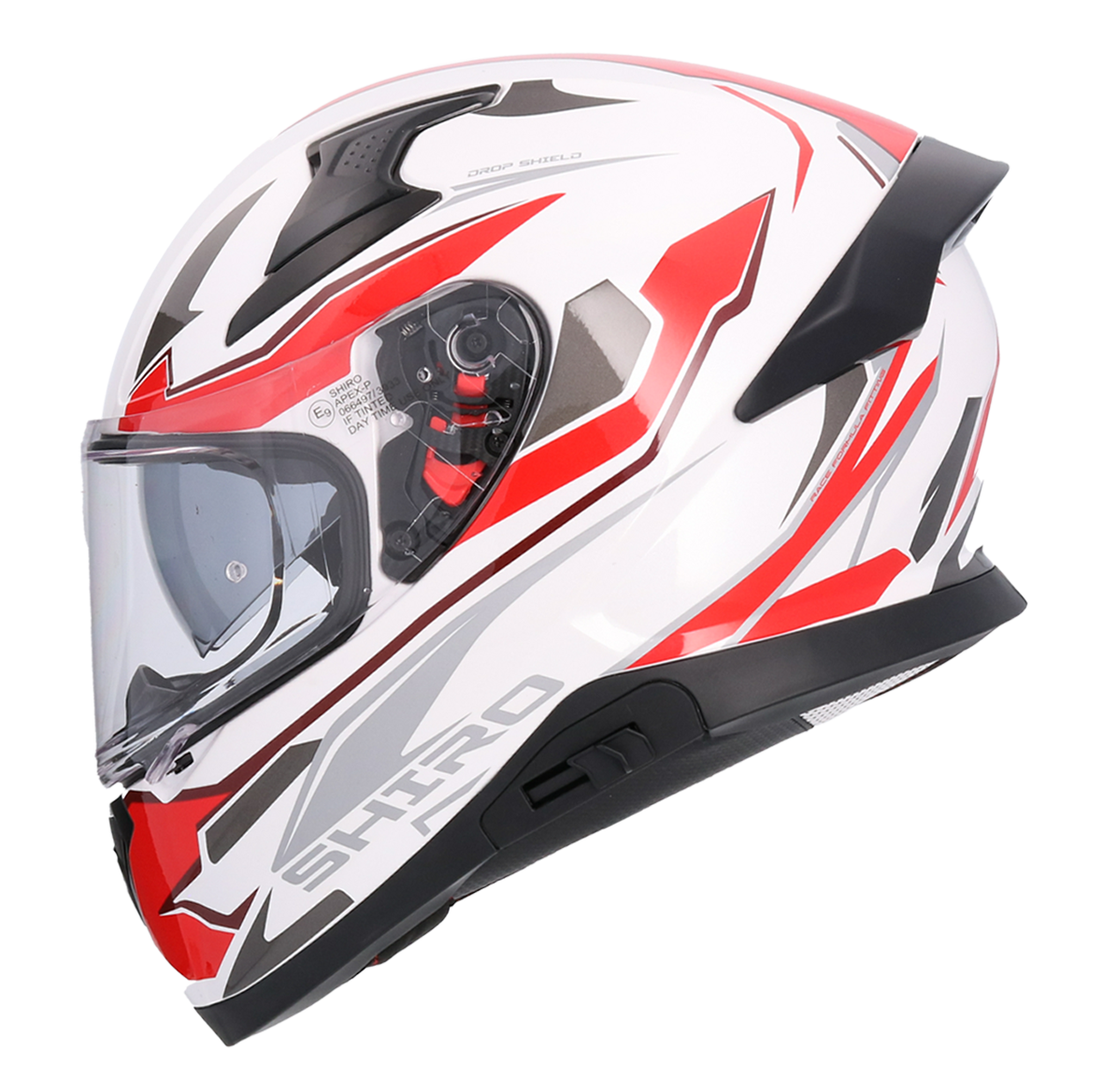 Casco SHIRO KATANA SHARP BLANCO ROJO + Pantalla Oscura Regalo 4