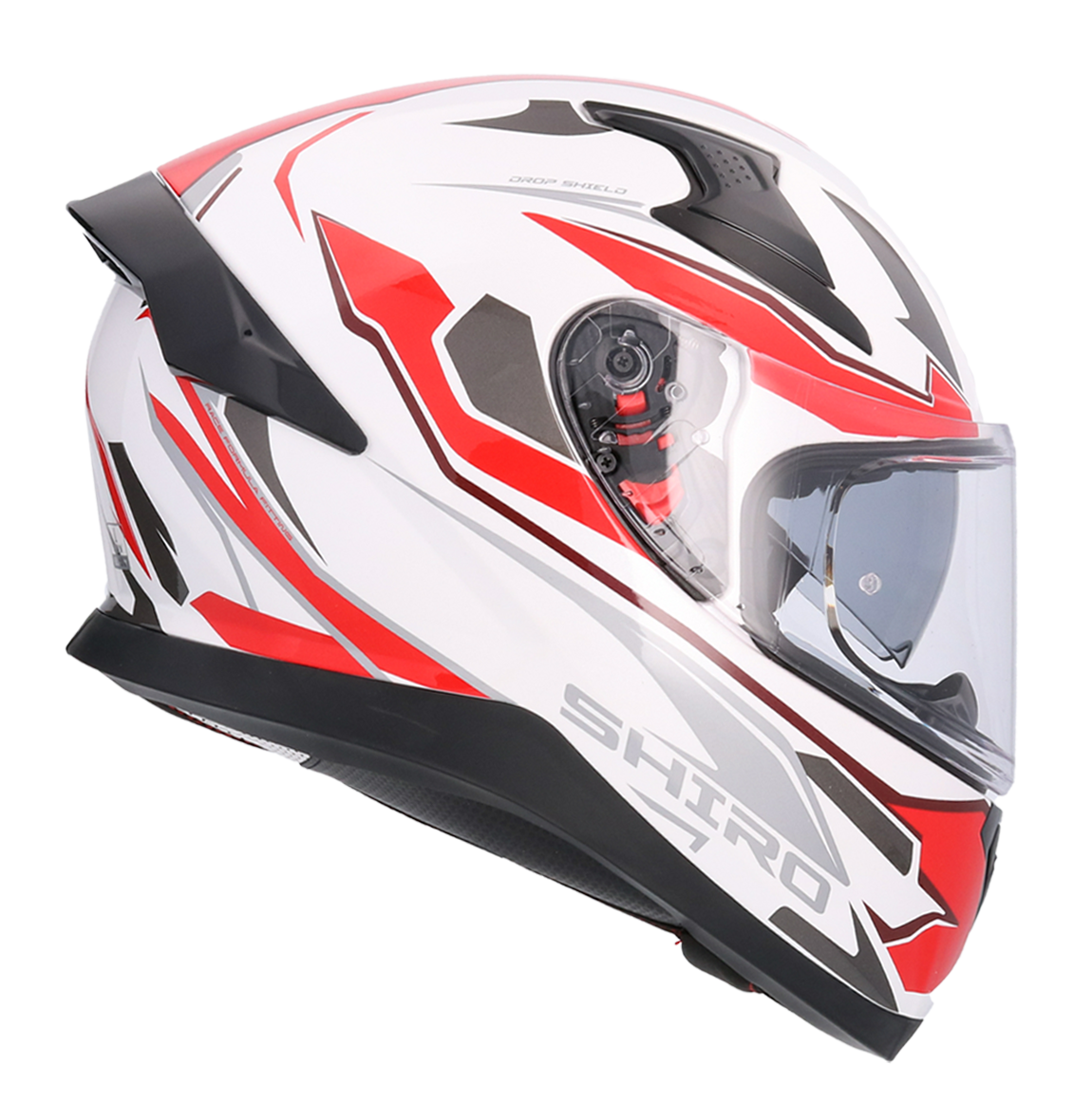 Casco SHIRO KATANA SHARP BLANCO ROJO + Pantalla Oscura Regalo 1