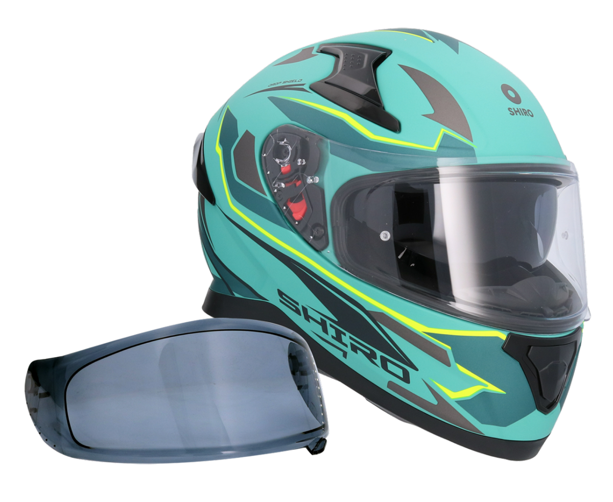 Casco SHIRO KATANA SHARP VERDE MATE + Pantalla Oscura Regalo