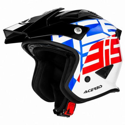 Casco Acerbis Aria Graphic blanco azul rojo vista lateral