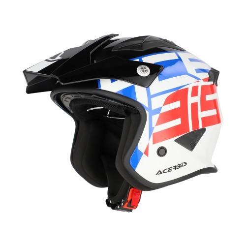 Casco Acerbis Aria Graphic blanco azul rojo vista lateral