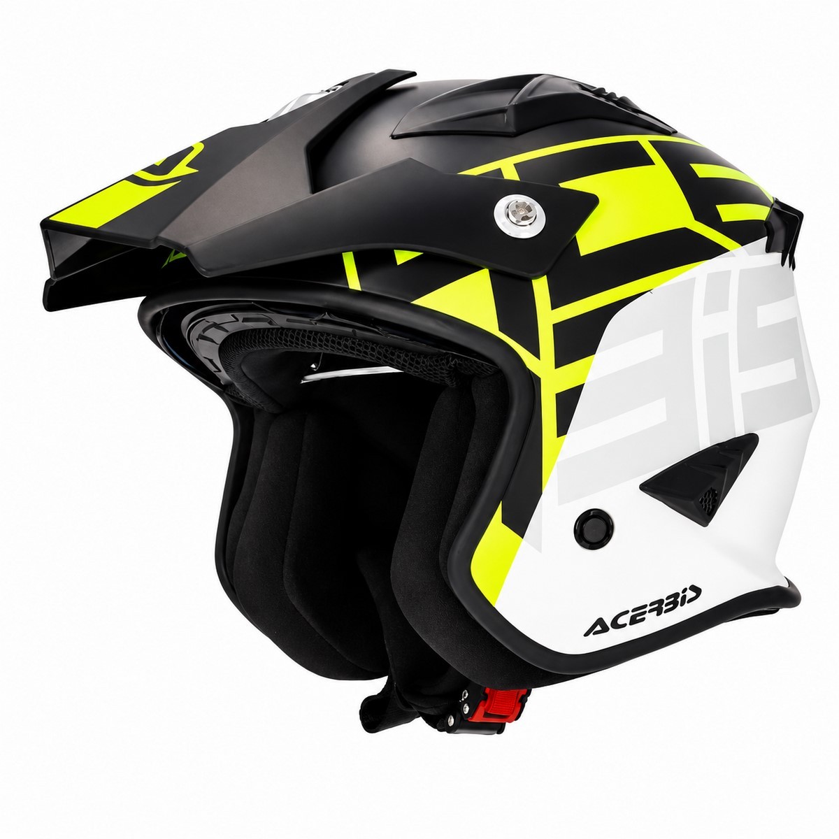 Casco Acerbis Aria Graphic negro amarillo fluor vista lateral