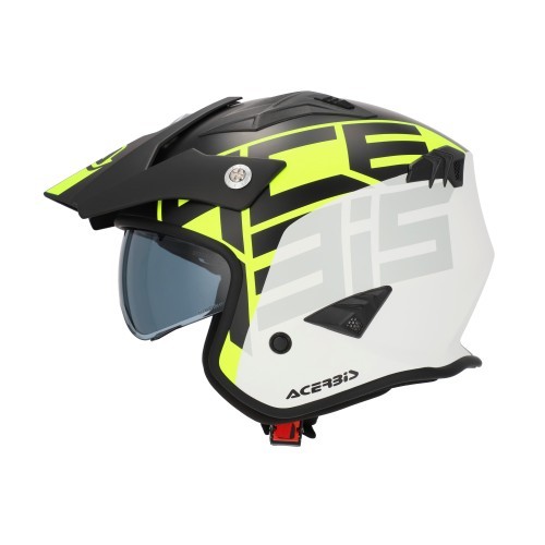 Casco trial Acerbis Aria Graphic diseño negro y amarillo fluor