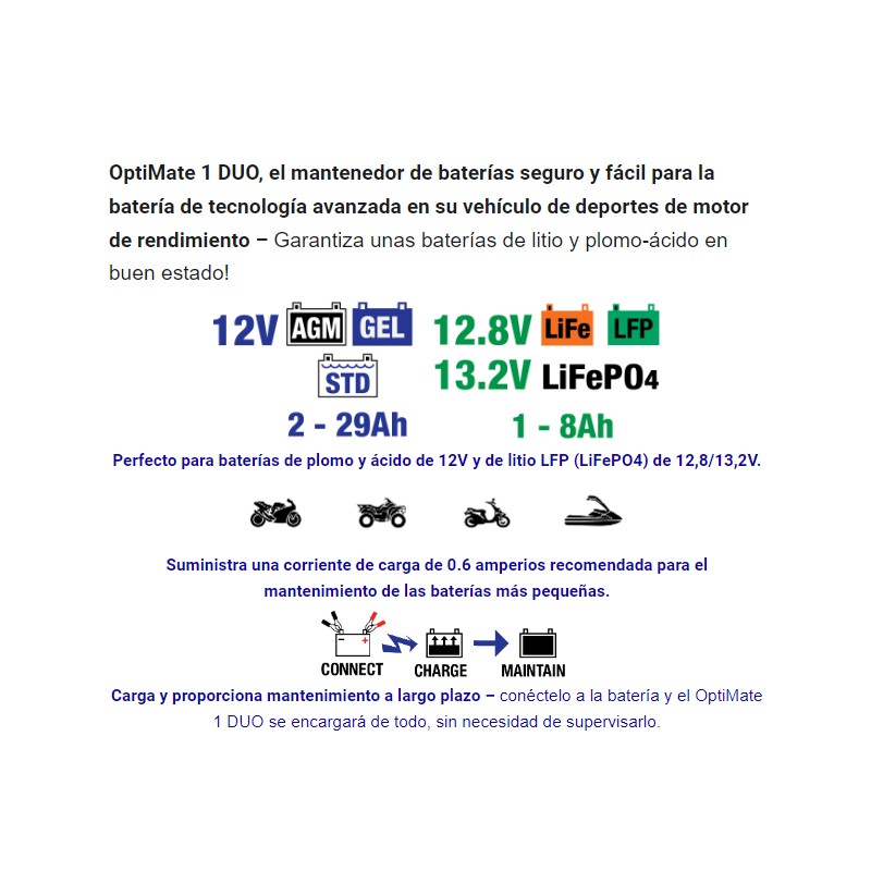 Cargador/Mantenedor de baterías OPTIMATE 1 DUO TM-402D 2