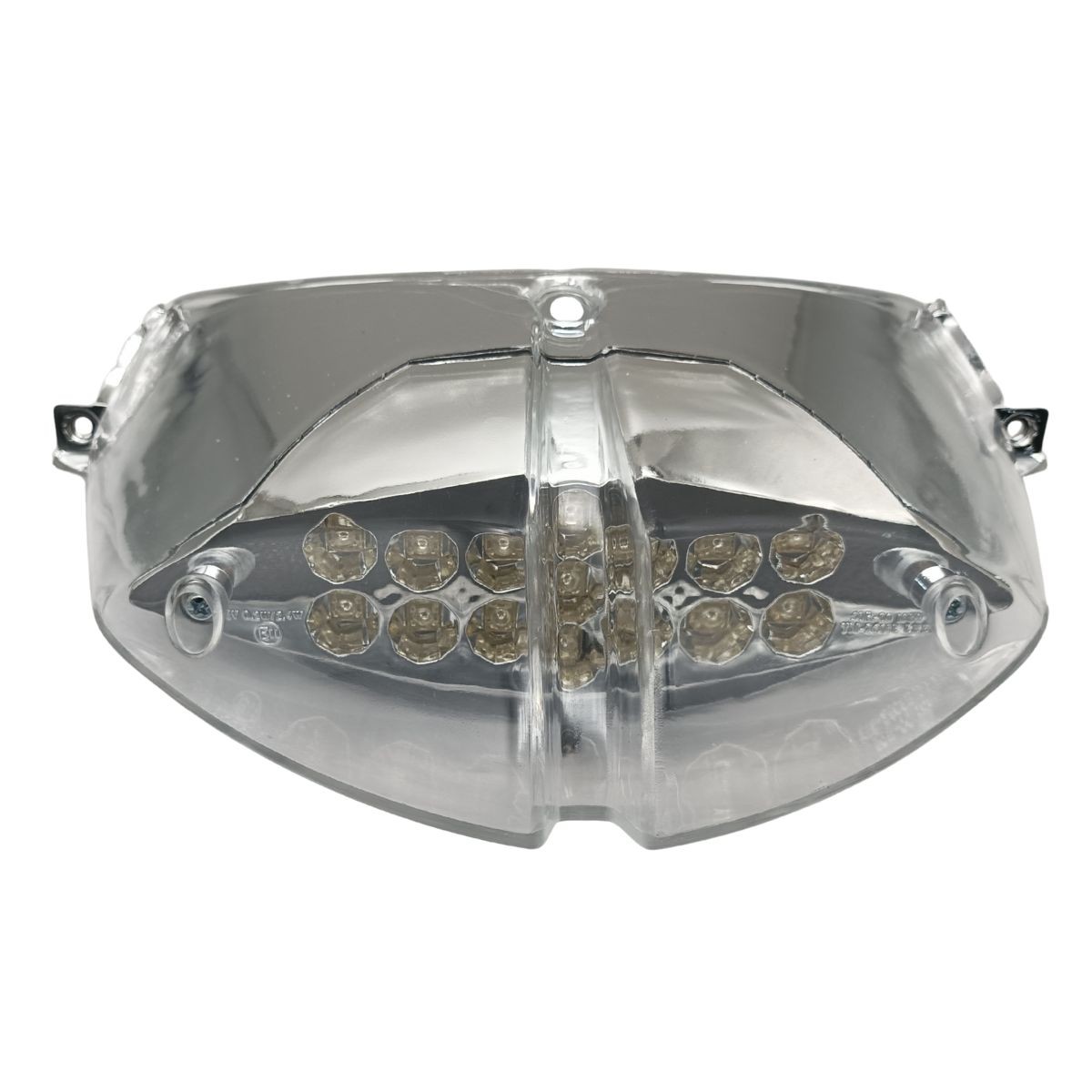 Piloto LED Peugeot Speedfight II cristal transparente 15 LEDs rojos base cromada no homologado 3