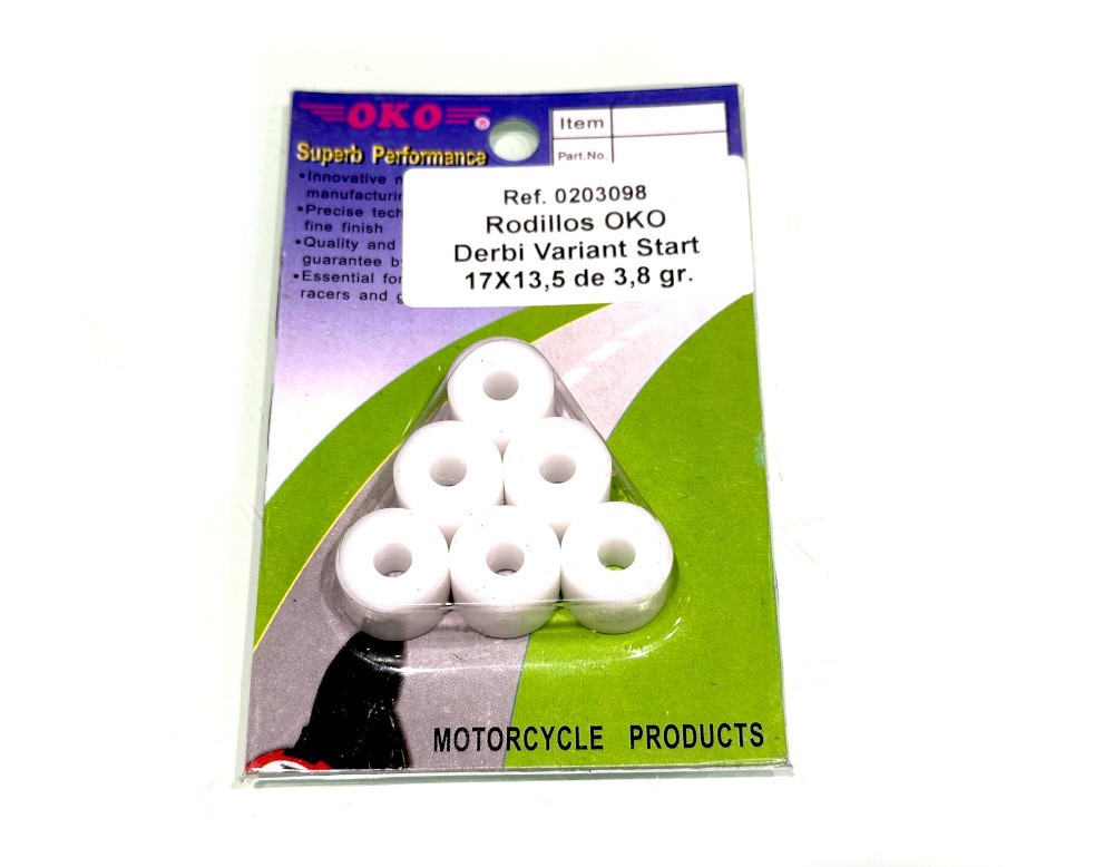 Rodillos variador OKO 3.8g para Derbi Variant y Honda SH75 – juego de 6 unidades