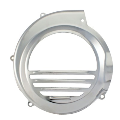 Tapa cubreventilador cromada para Vespa P PX 125 150 200 – RMS Classic compatible OEM 610236M