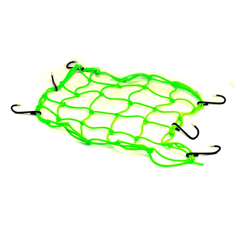 Red elástica portabultos verde flúor 6 anclajes para moto o scooter