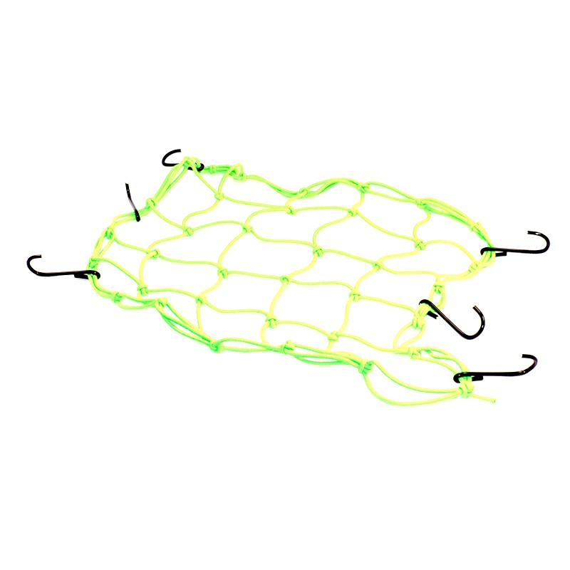 Red elástica portabultos amarillo flúor 6 anclajes para moto